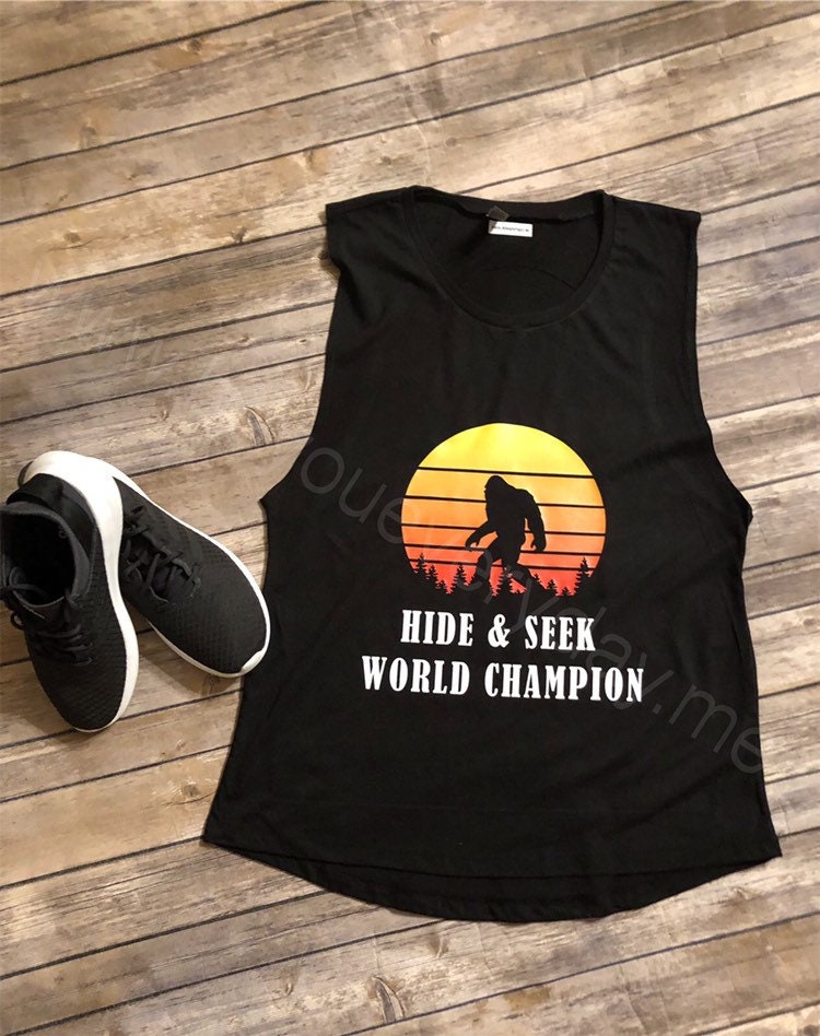 Hide & seek world champion sasquash shirt, bigfoot, workout tank, sasquash, funny shirt, tank, t shirt, fashion