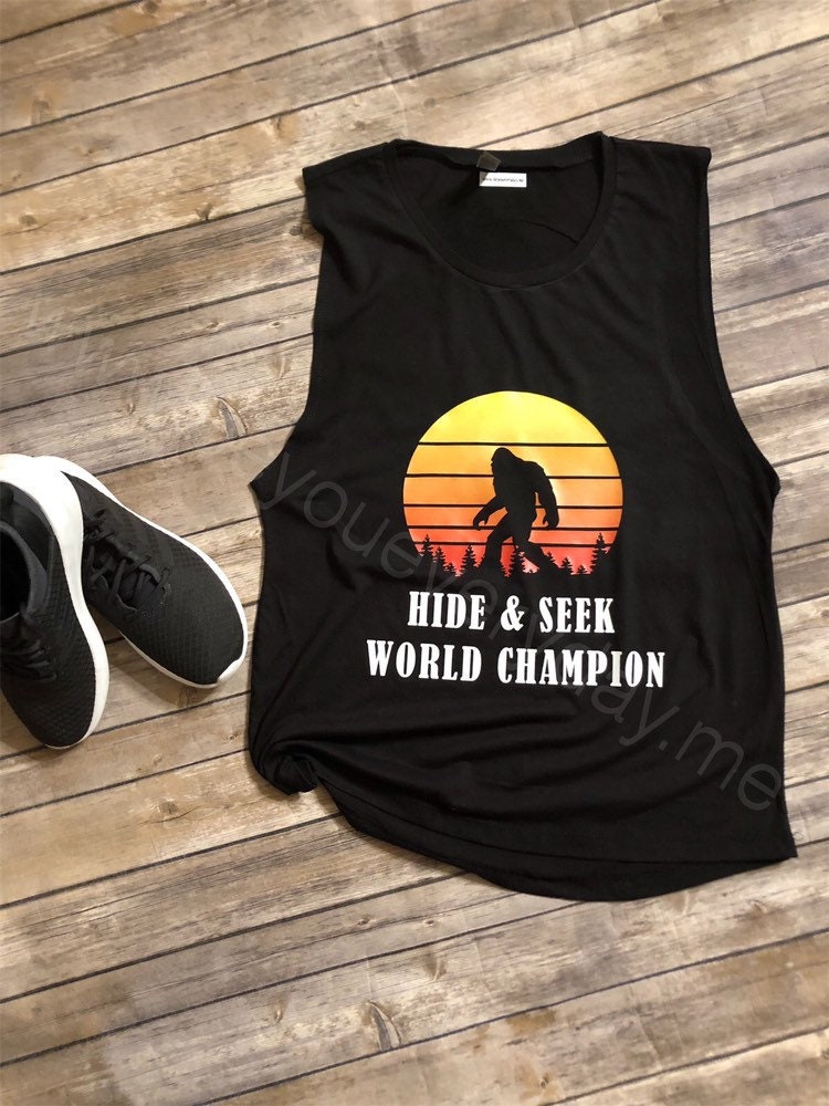 Hide & seek world champion sasquash shirt, bigfoot, workout tank, sasquash, funny shirt, tank, t shirt, fashion