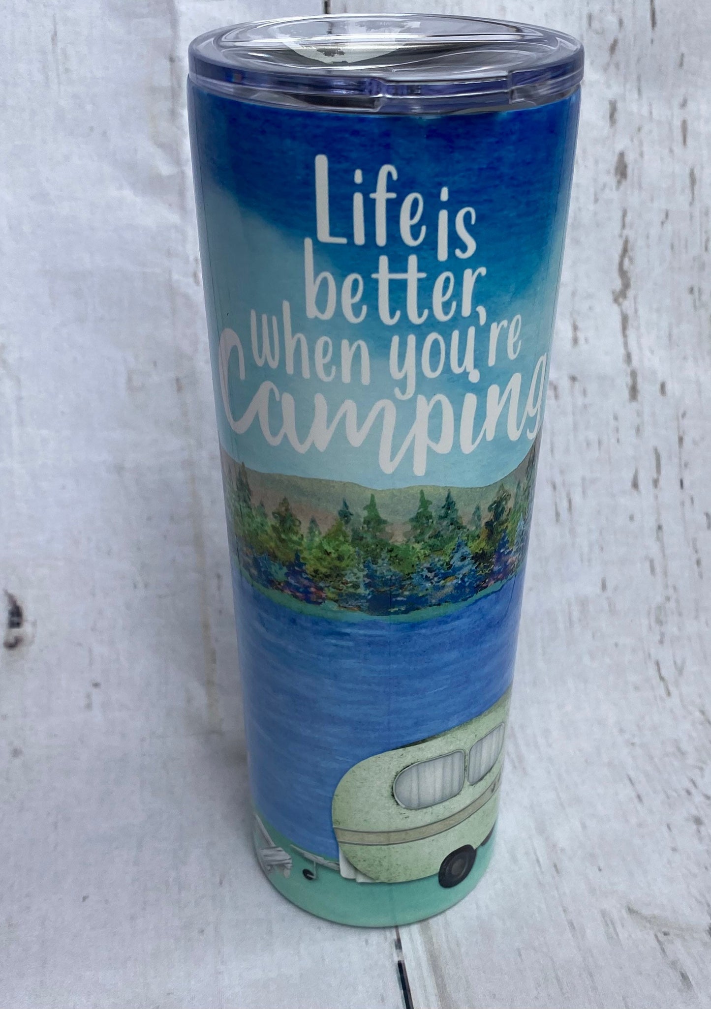 Tumbler, camping tumbler, 20oz skinny tumbler, camping is life, camping life, camper, camping, outdoors, custom tumbler, summer time, mother