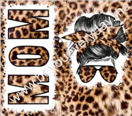 mom tumbler, leopard print tumbler, mom messy bun tumbler, 20oz skinny tumbler, messy bun mom tumbler, animal print, cheetah print, leopard