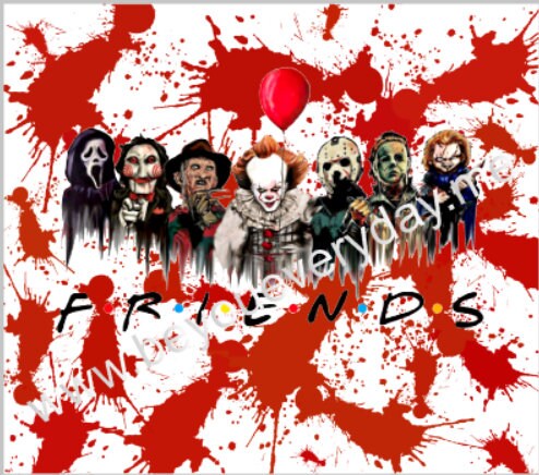 Halloween tumbler, halloween, scary movie, saw, freddie, scream, IT, mike meyers, friends, scary movie characters, 20oz skinny tumbler