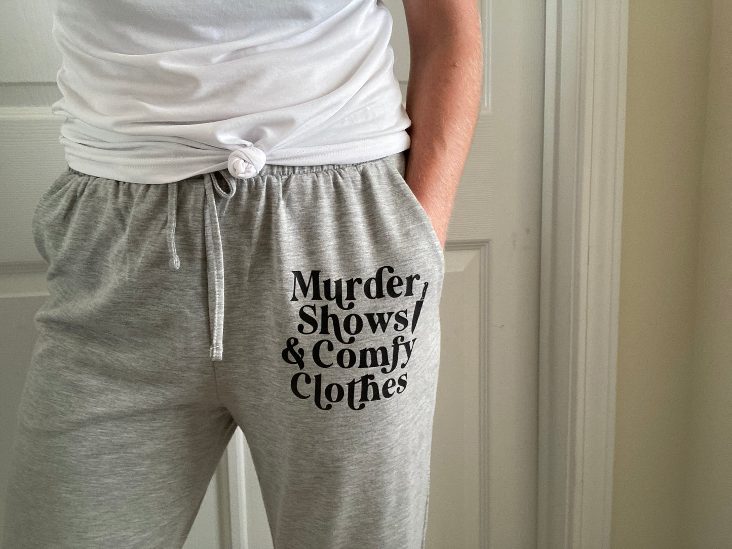 murder shows and comfy clothes, comfy lounge wear, lounge wear, crime shows, comfy clothes, women’s lounge wear, gift for her, best friend
