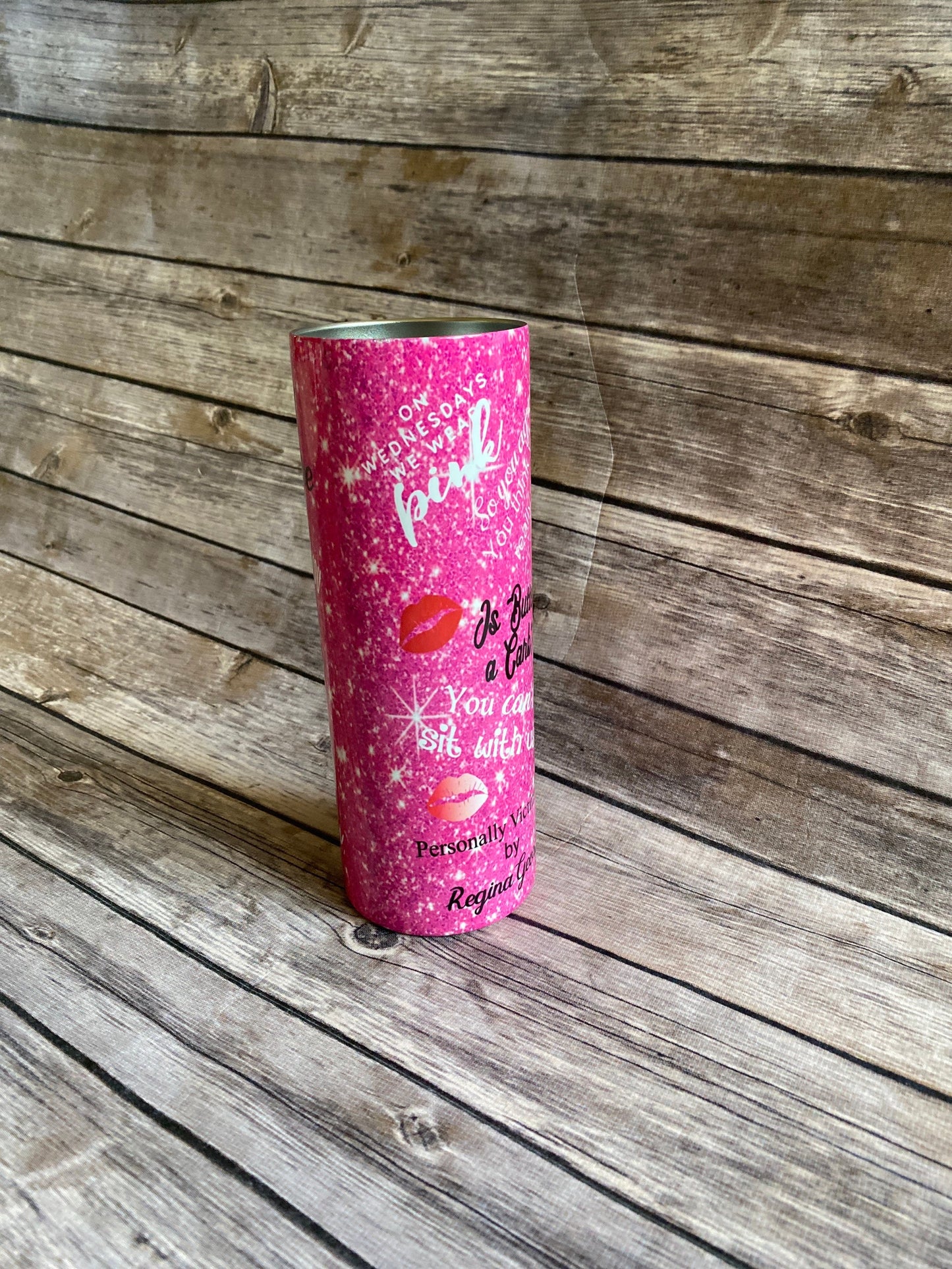 Mean girls, mean girls tumblers, burn book, we only wear pink on Wednesday, 20oz skinny tumbler, glitter tumbler, burn book tumbler
