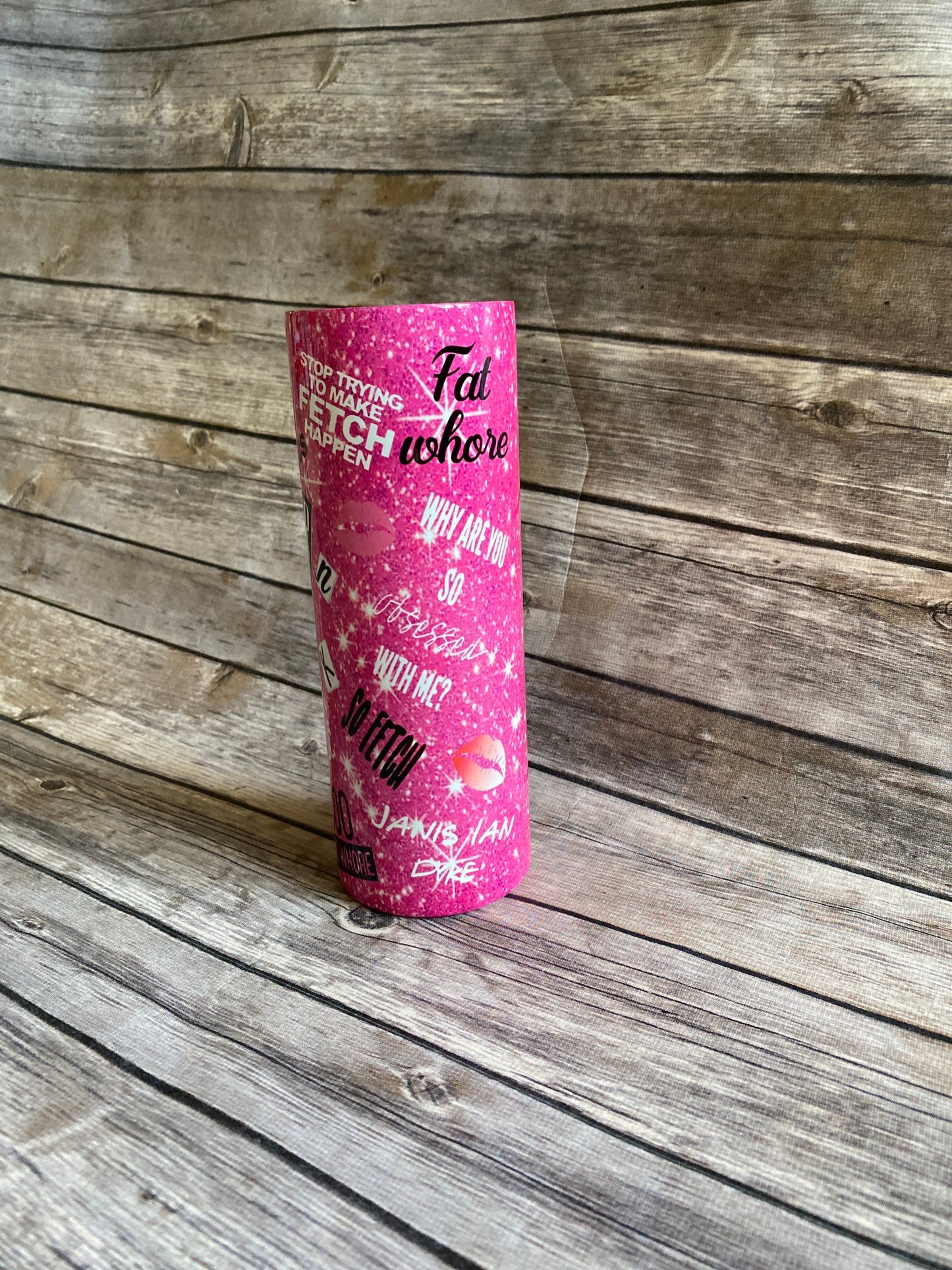 Mean girls, mean girls tumblers, burn book, we only wear pink on Wednesday, 20oz skinny tumbler, glitter tumbler, burn book tumbler