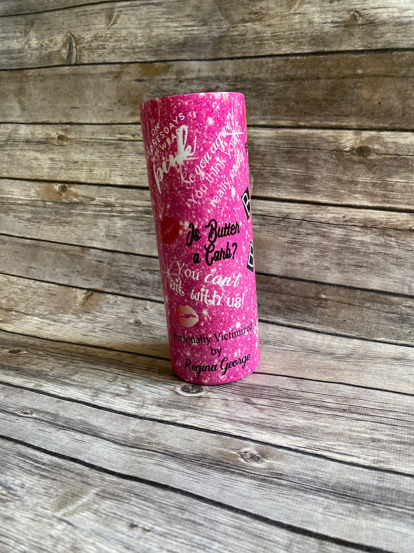 Mean girls, mean girls tumblers, burn book, we only wear pink on Wednesday, 20oz skinny tumbler, glitter tumbler, burn book tumbler