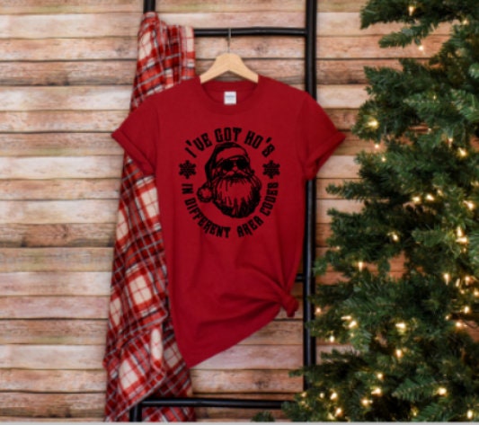 ho's in different area codes, Christmas shirt, Santa Claus, holiday shirt, Santa Claus shirt, funny Santa shirt, funny Christmas shirt,Santa