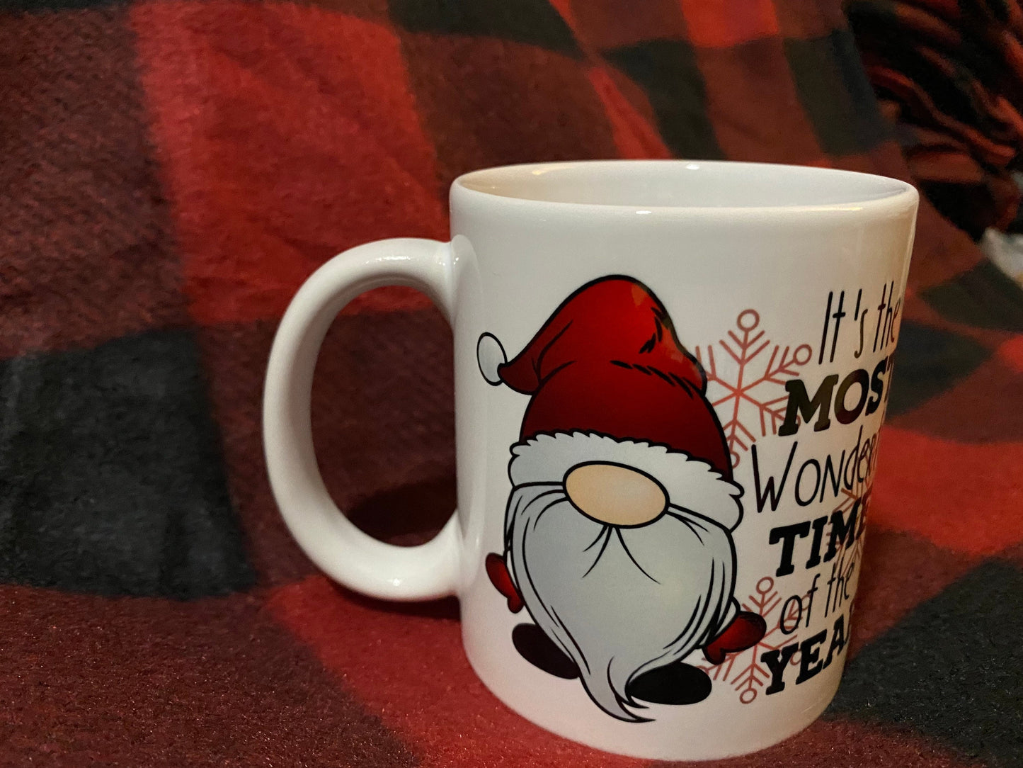 Gnome mug, Christmas gift, merry Christmas, Christmas present, coffee mug, coffee cup, gnome coffee cup, it’s the most wonderful time of the