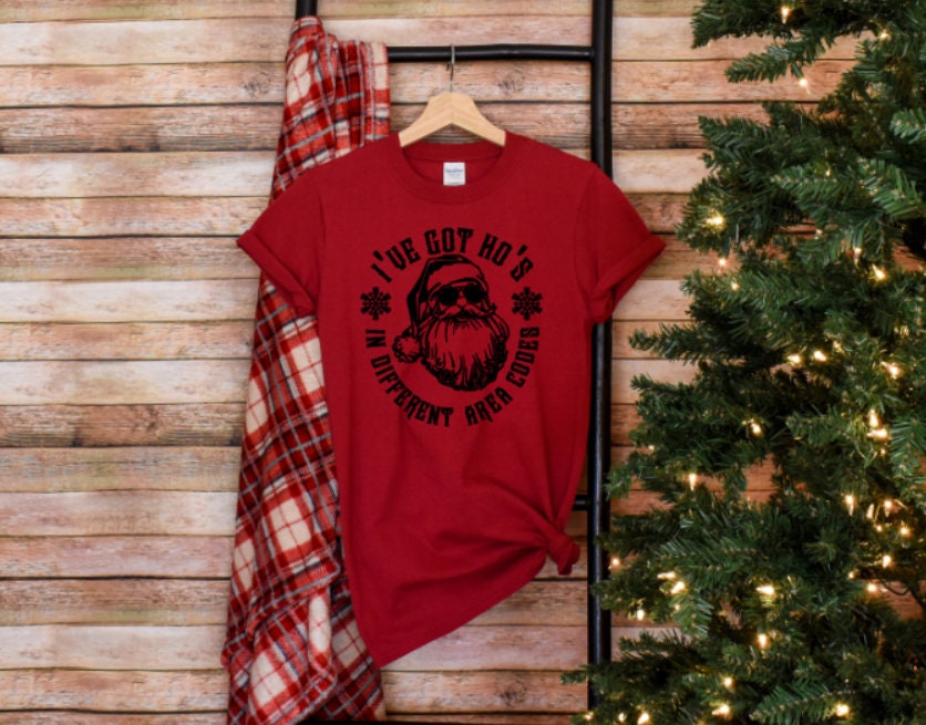 ho's in different area codes, Christmas shirt, Santa Claus, holiday shirt, Santa Claus shirt, funny Santa shirt, funny Christmas shirt,Santa