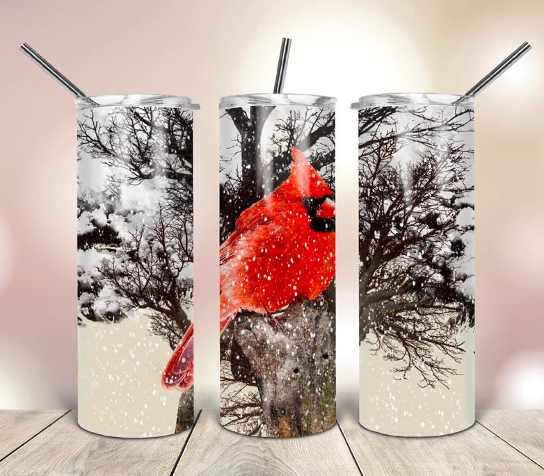 Winter Cardinal 20oz Skinny Tumbler