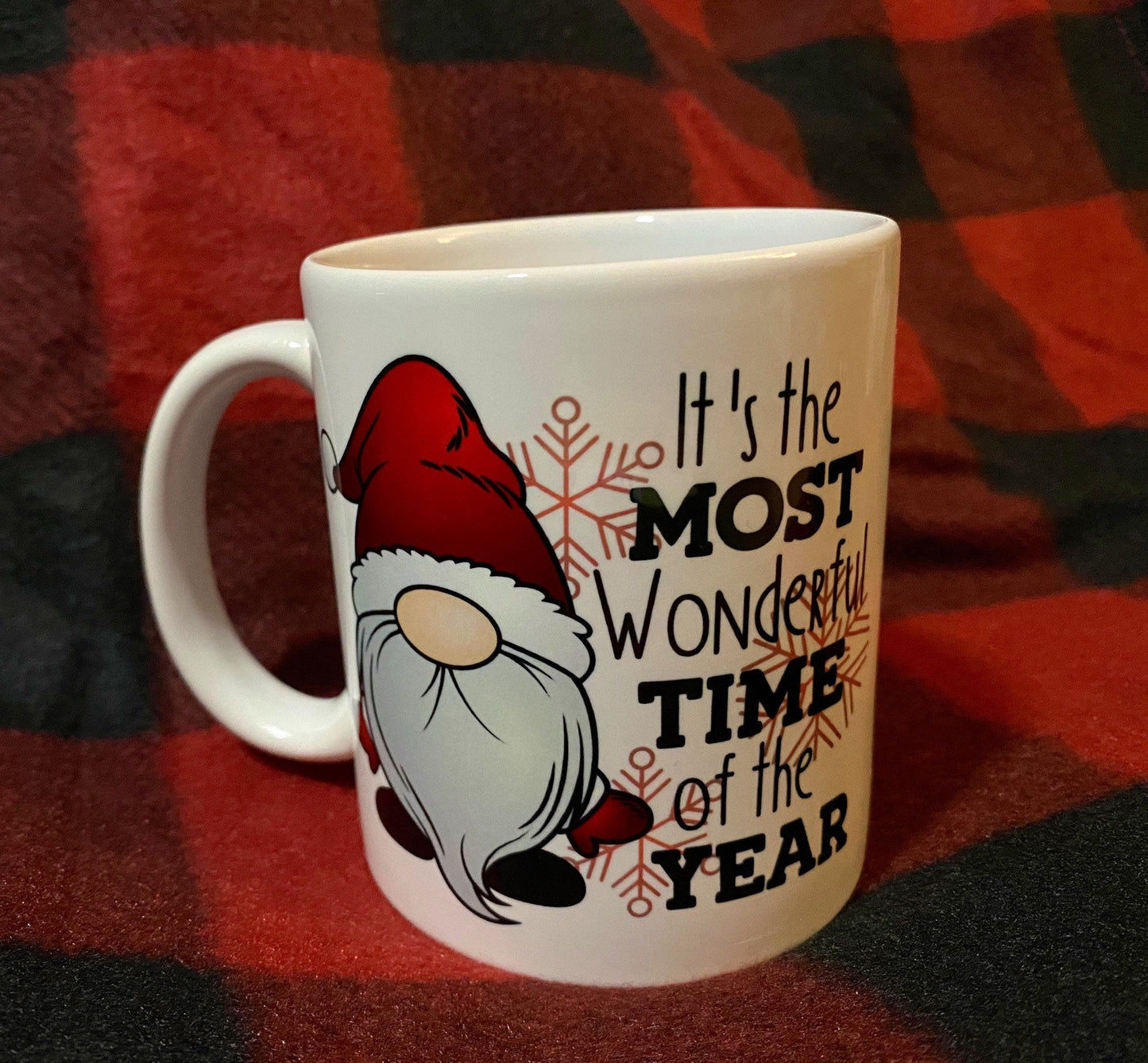 Gnome mug, Christmas gift, merry Christmas, Christmas present, coffee mug, coffee cup, gnome coffee cup, it’s the most wonderful time of the