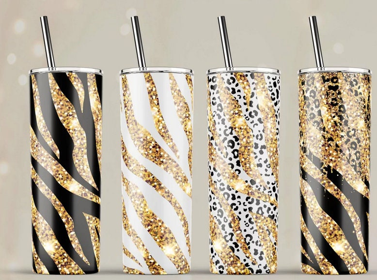 Zebra Print Glitter 20oz Skinny Tumbler
