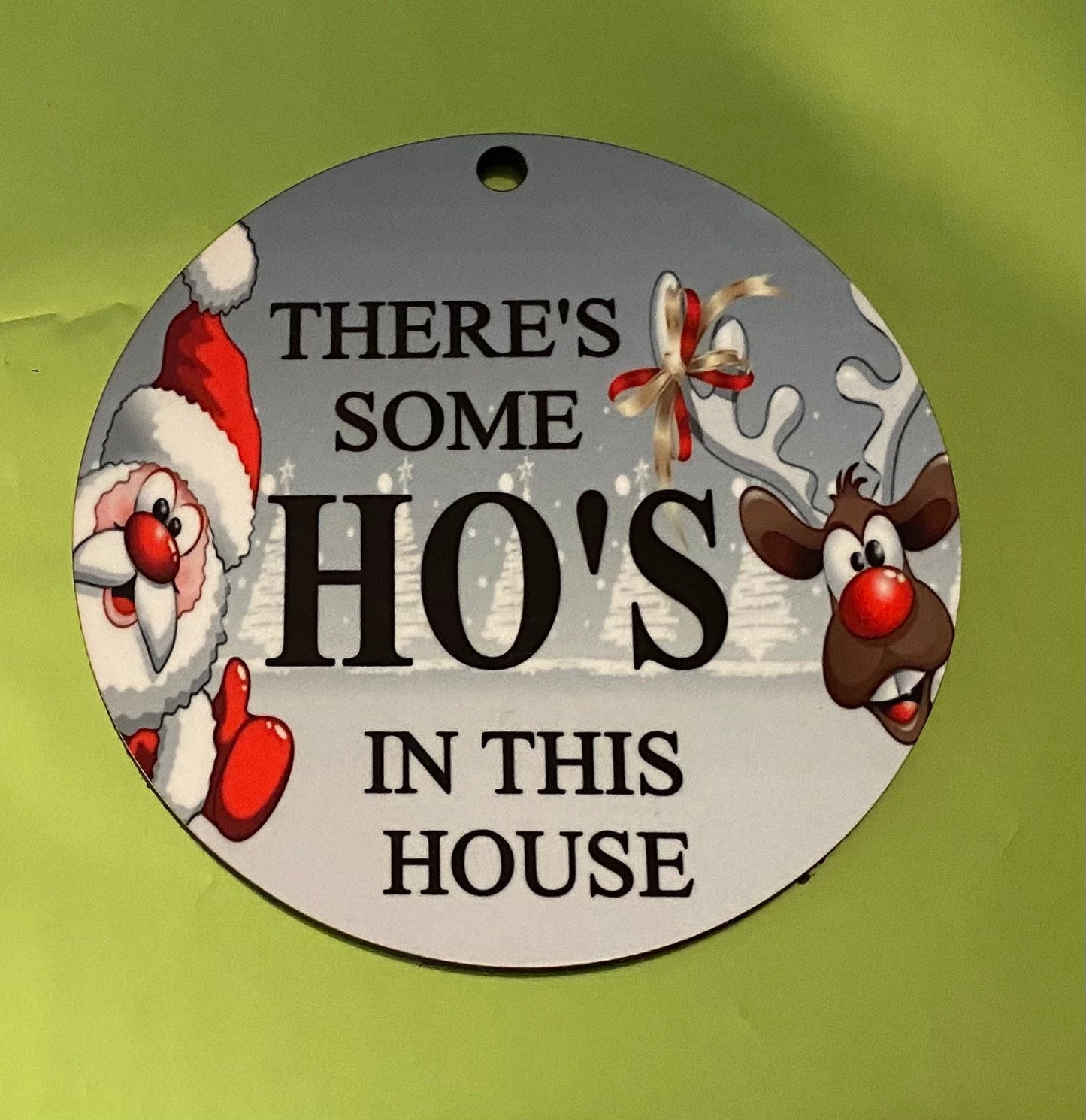 There’s some ho’s in this house, Christmas, Christmas ornaments, ornament, WAP, cardi B, Santa Claus, Christmas decor, Christmas tree