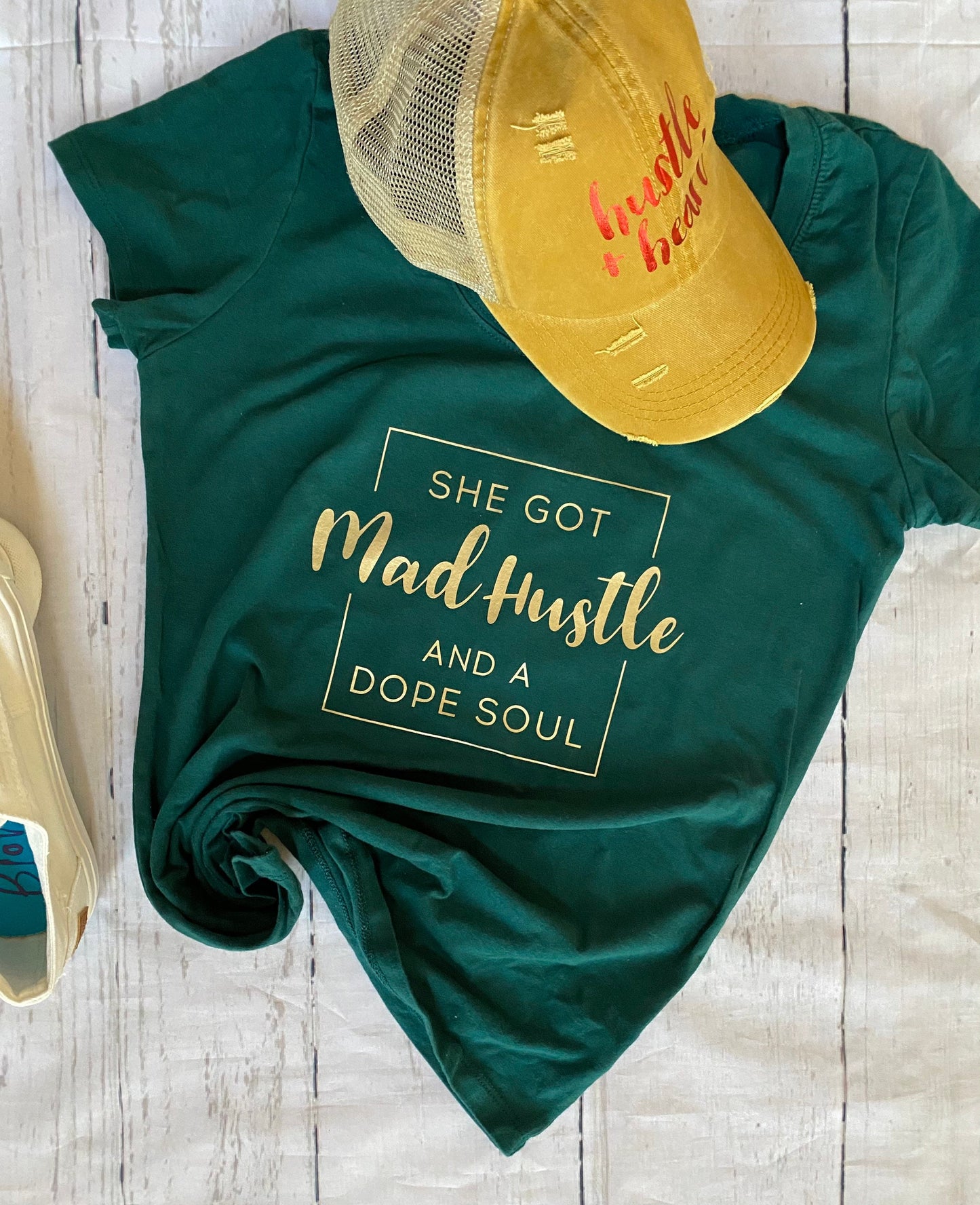 She got mad hustle and a dope soul, custom tee, t shirt, women’s t shirt, empower women, independent woman, hustle shirt