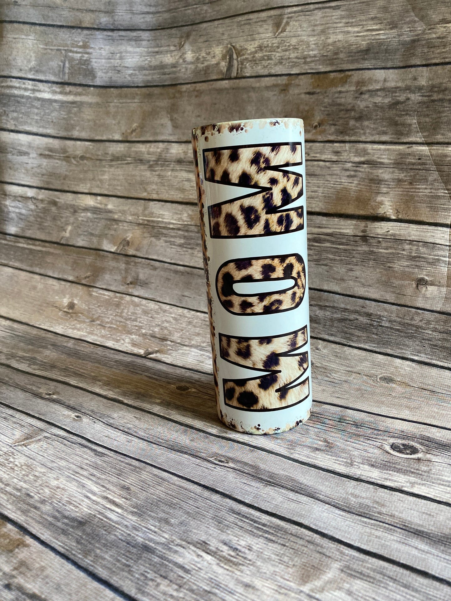 mom tumbler, leopard print tumbler, mom messy bun tumbler, 20oz skinny tumbler, messy bun mom tumbler, animal print, cheetah print, leopard