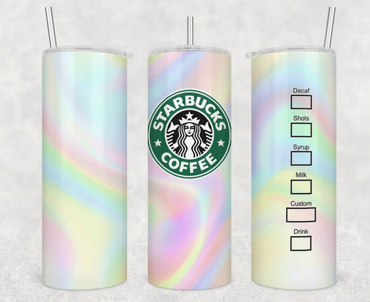 Iridescent tumbler, famous coffee, mermaid coffee, coffee tumbler, tea tumbler, 20oz tumbler, mermaid, skinny tumbler, famous coffee cup
