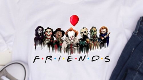 Halloween, friends, pennywise, scary movie, scream, Freddie, chuckle, Mike Meyers, horror movies, horror movie shirt, Halloween shirt